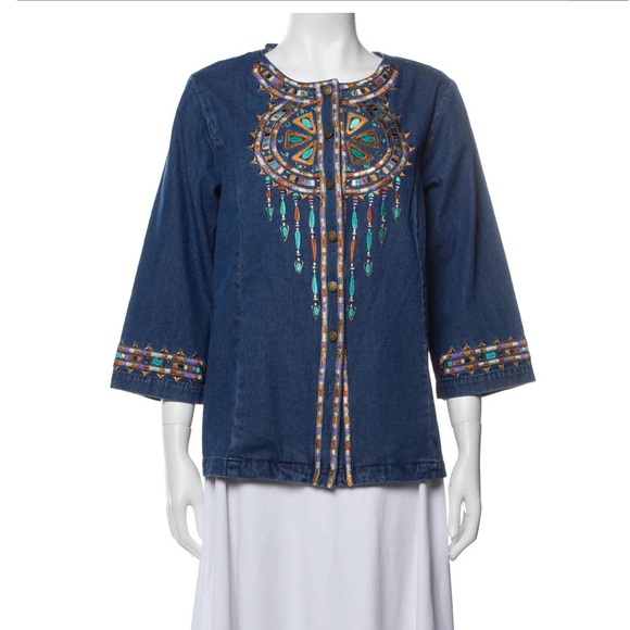 Bob Mackie Jackets & Blazers - Bob Mackie wearable art Jean jacket